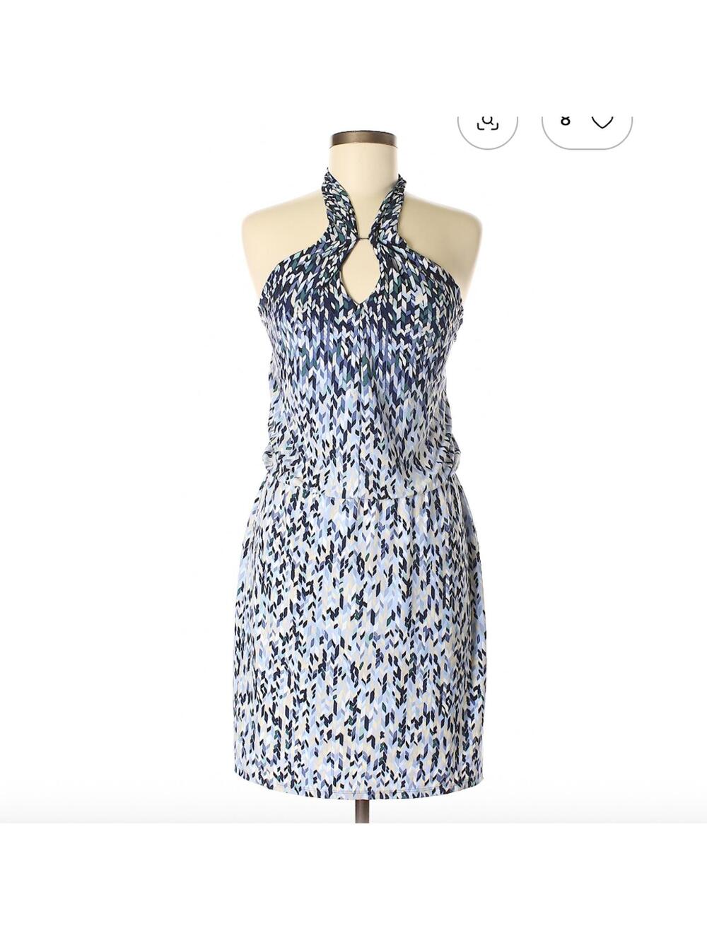 White House Black Market Blue Halter Casual Dress Size M